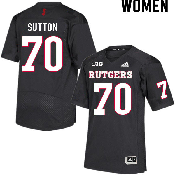 Women #70 Reggie Sutton Rutgers Scarlet Knights College Football Jerseys Sale-Black